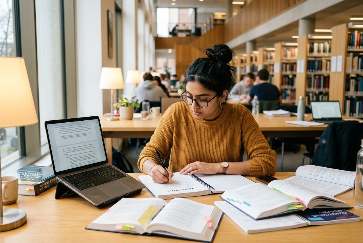 Student writing thesis